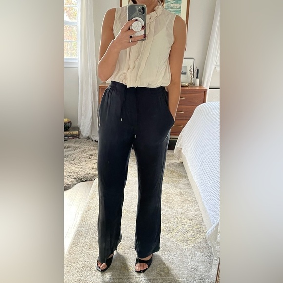 GO> by Go Silk Black Washable Silk Pants - Picture 1 of 13